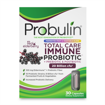 Probulin Total Care Immune Probiotic bottle, a high quality probiotic supplement with 20 billion CFU for daily defense.