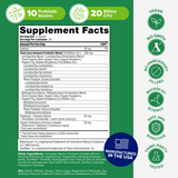 Official supplement facts for this immune support probiotic, detailing the 20 billion CFU and 10 unique strains of probiotics included.