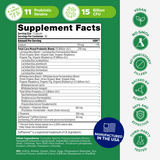 Official supplement facts for Probulin Mood, featuring 15 billion CFU and a fermentation blend of organic fruits and vegetables.