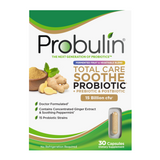 Probulin Total Care Soothe probiotic supplement box for soothing gas relief and daily digestive balance.