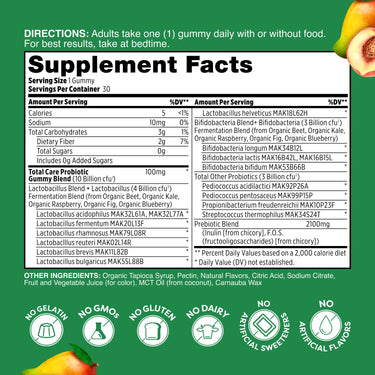 Total Care Probiotic Gummies - Peach Mango 30 Count Probulin